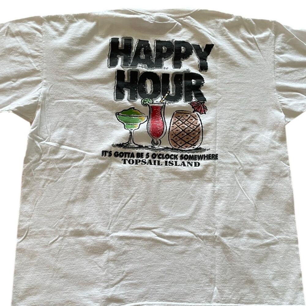 Top Sail Island Happy Hour Vacation T-Shirt Anvil White 2XL
